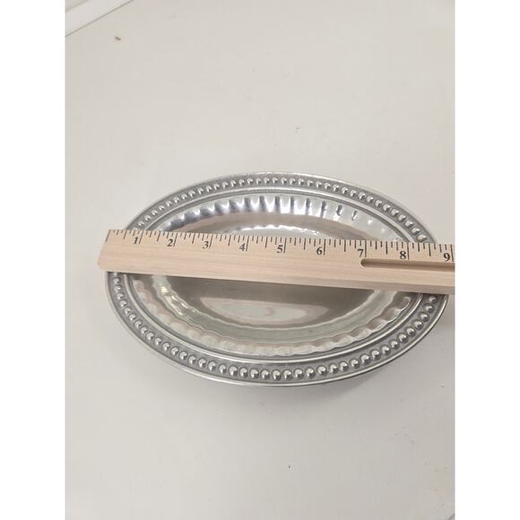 Pewter Decorative Plate w/ Beaded Rim – 8″ Round Accent Dish - Picture 3 of 3